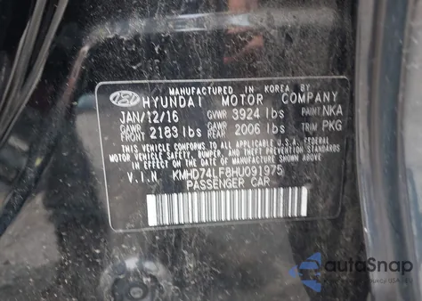 2017 Hyundai Elantra Se из США, поврежденный, VIN KMHD74LF8HU091975